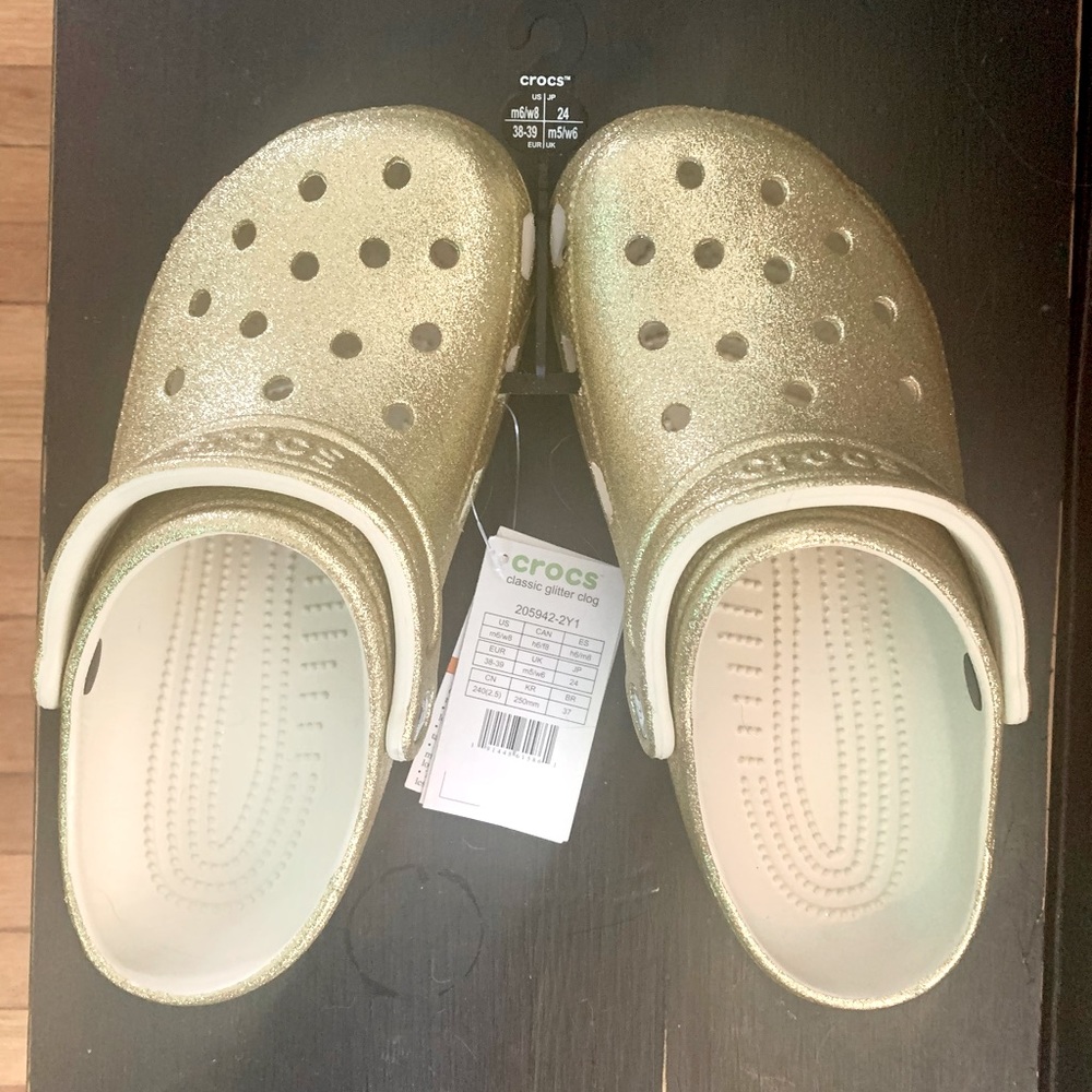 Classic Gold Glitter Crocs